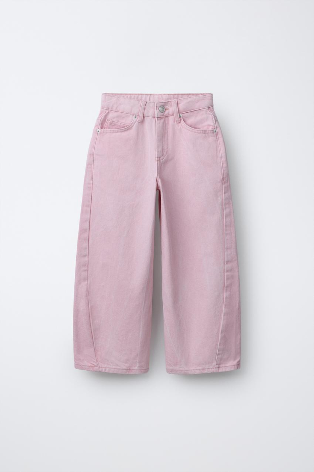 ZARA ДЖИНСЫ BARREL, РОЗОВЫЙ