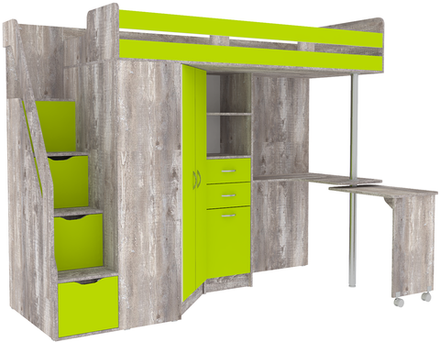 Кровать-чердак КарИВи Мийа Бетон Лайм