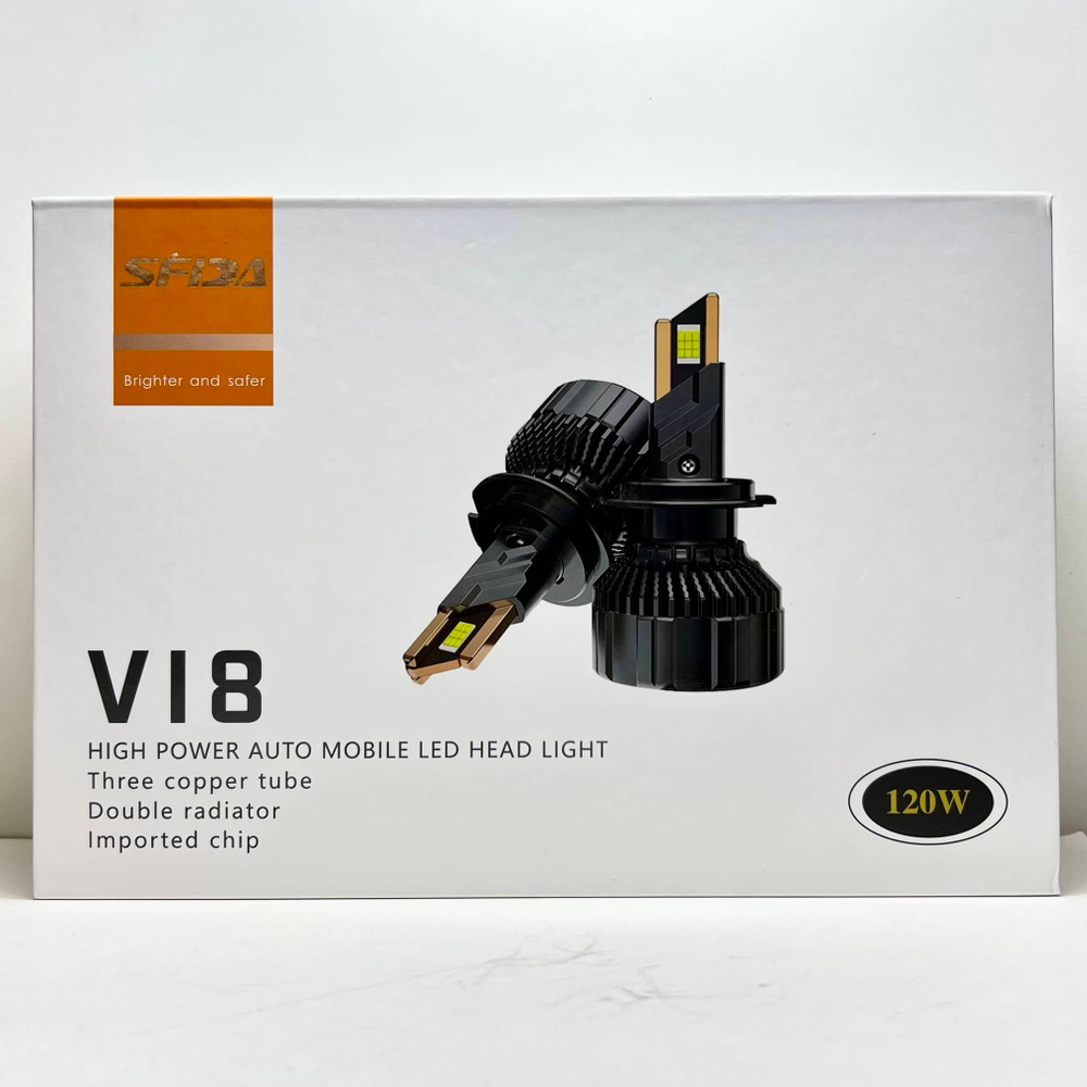 H1 / Светодиодные (H1) лампы 6000K, 120W, 12000lm, V18 - SFDA (2 шт. / комплект)