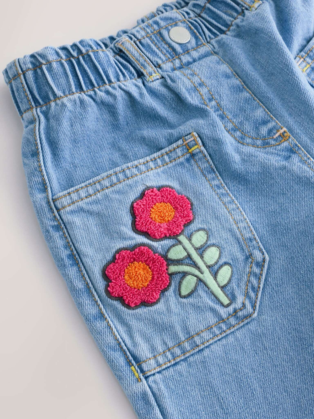 Джинсы с вышивкой для девочки Next E12-748, Синий