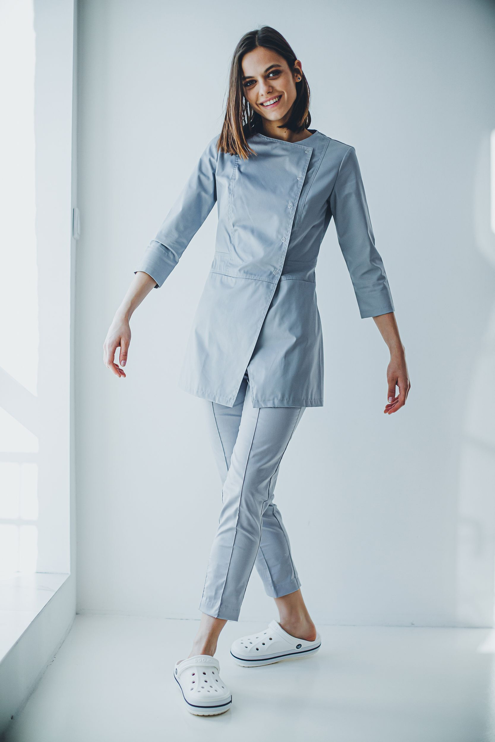 Блуза женская м272 toray твил серый529