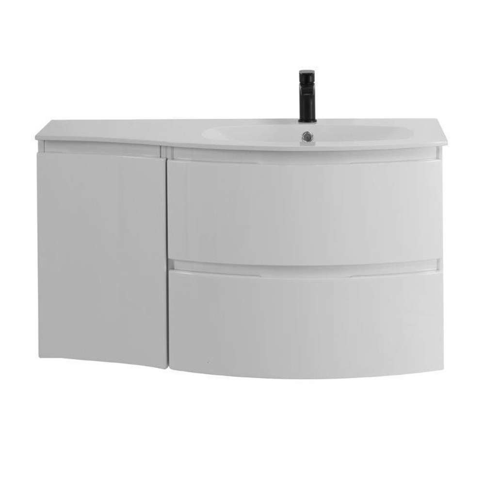 Мебель для ванной чаша справа Cezares VAGUE 104 Bianco lucido 44220+44228