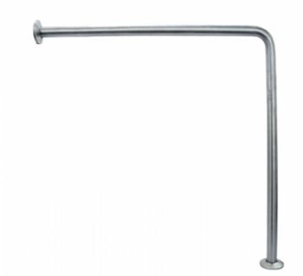 Поручень под углом 90 ⁰  Nofer для людей с ограниченными возможностями с настенным и  напольным точками опоры, глянцевый 15198.B схема
