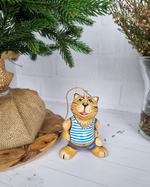 Кот Матроскин ёлочная игрушка из фарфора