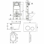 Унитаз подвесной Orange CI01-100W+APB144 безободковый, с крышкой микролифт, с инсталляцией, белый/кнопка черная