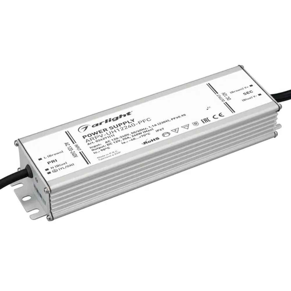 Блок питания ARPV-UH12240-PFC (12V, 20.0A, 240W) (Arlight, IP67 Металл, 7 лет) 024271(1)