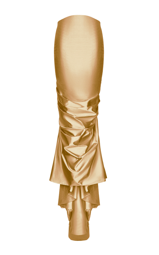 Юбка макси из шелка драпированная со шлейфом