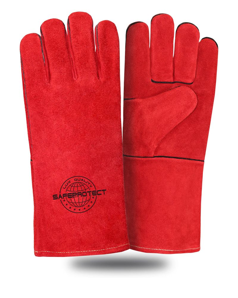 Краги спилковые Safeprotect ЯМАЛ красные (флисовая подкладка) р. 10,5