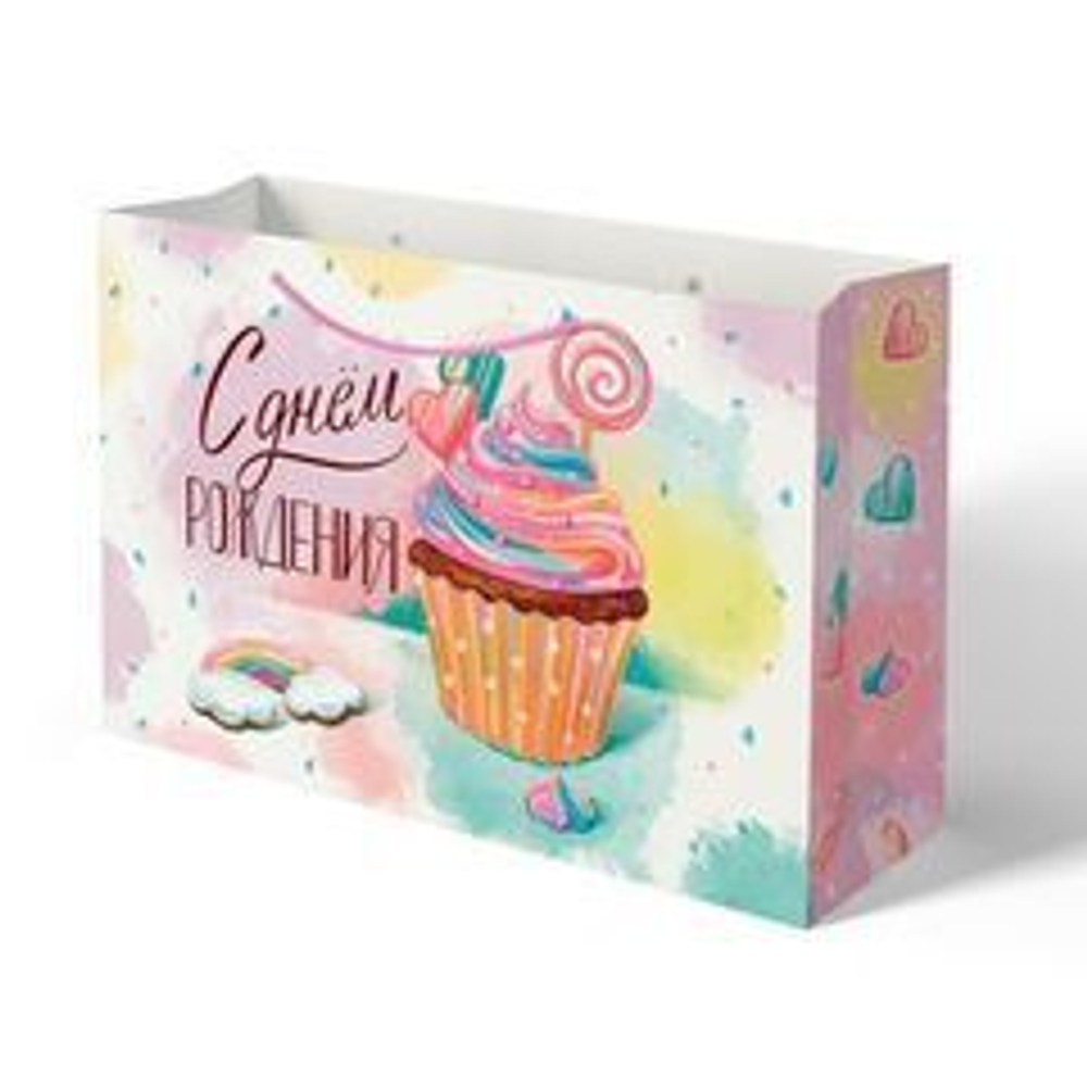 Пакет подарочный "Сладкий День Рождения" 52*35*17 см.
