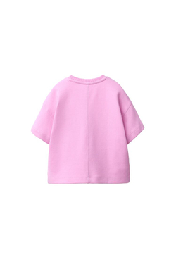 ZARA ОДНОТОННАЯ ФУТБОЛКА ИЗ ТКАНИ INTERLOCK, РОЗОВЫЙ/ЛИЛОВЫЙ