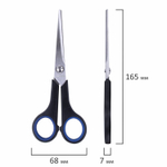 Ножницы BRAUBERG "Soft Grip" 165 мм черно-синие резиновые вставки 3-х сторонняя заточка (8 штук в упаковке)