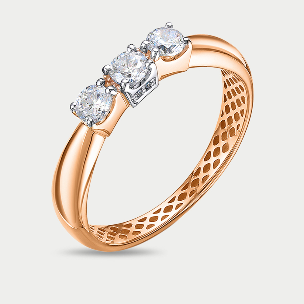 Кольцо женское из розового и белого золота 585 пробы с фианитами (арт. дф1101556р)
