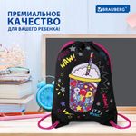Мешок для обуви BRAUBERG PREMIUM, карман, подкладка, светоотражайка, 43х33 см, "Pop style", 271619