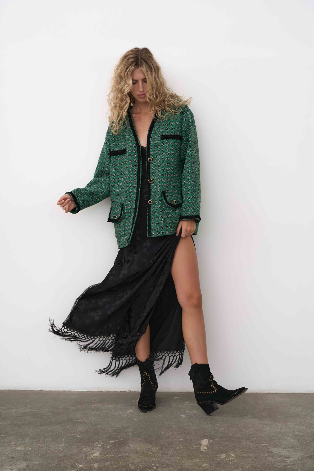 Жакет-тулуп изумрудный