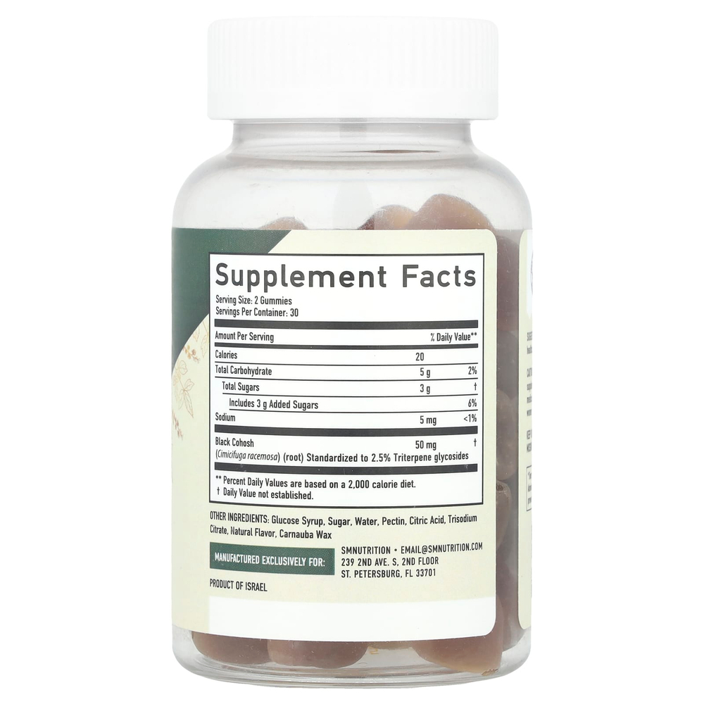 SMNutrition, Жевательные мармеладки из корня клопогона, сладкий персик, 60 жевательных таблеток