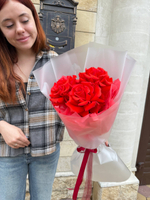 Букет красных французских роз 3 штуки