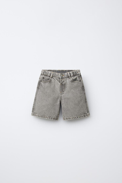 ZARA ДЖИНСОВЫЕ ШОРТЫ ACID WASH, СЕРЫЙ