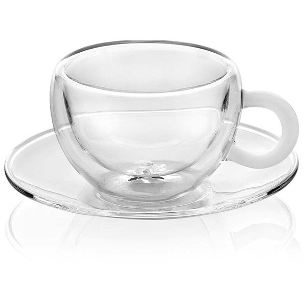 Набор чашек для эспрессо с блюдцами 2шт 70мл IVV Колорс брейк белая ручка