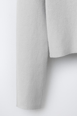 ZARA ВЯЗАНЫЙ КАРДИГАН В РУБЧИК, СЕРЫЙ МЕЛАНЖ