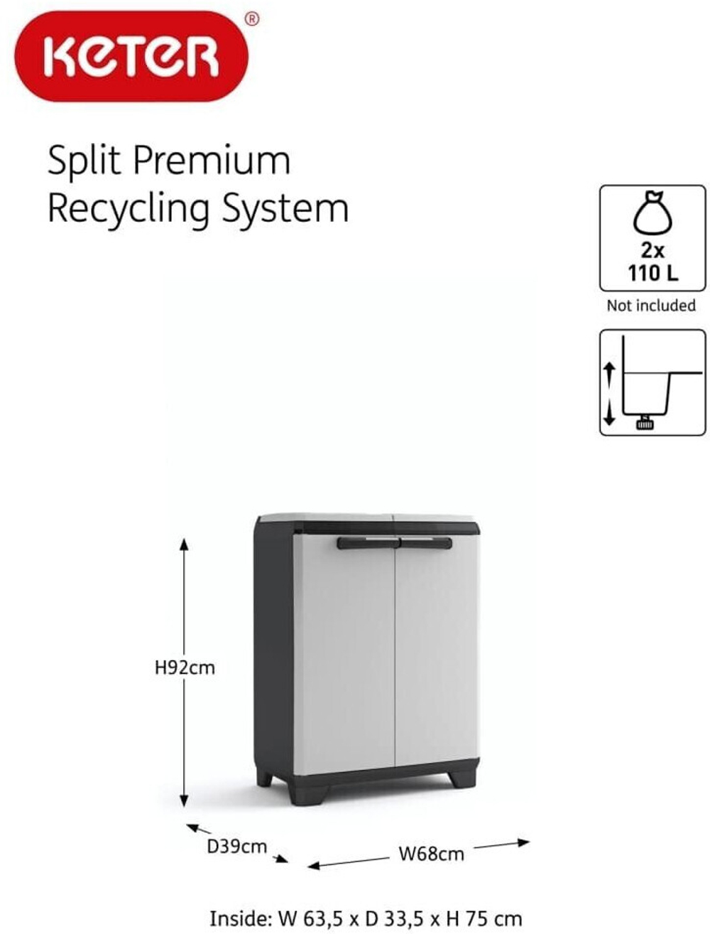 Шкаф для сбора мусора Keter Split Premium