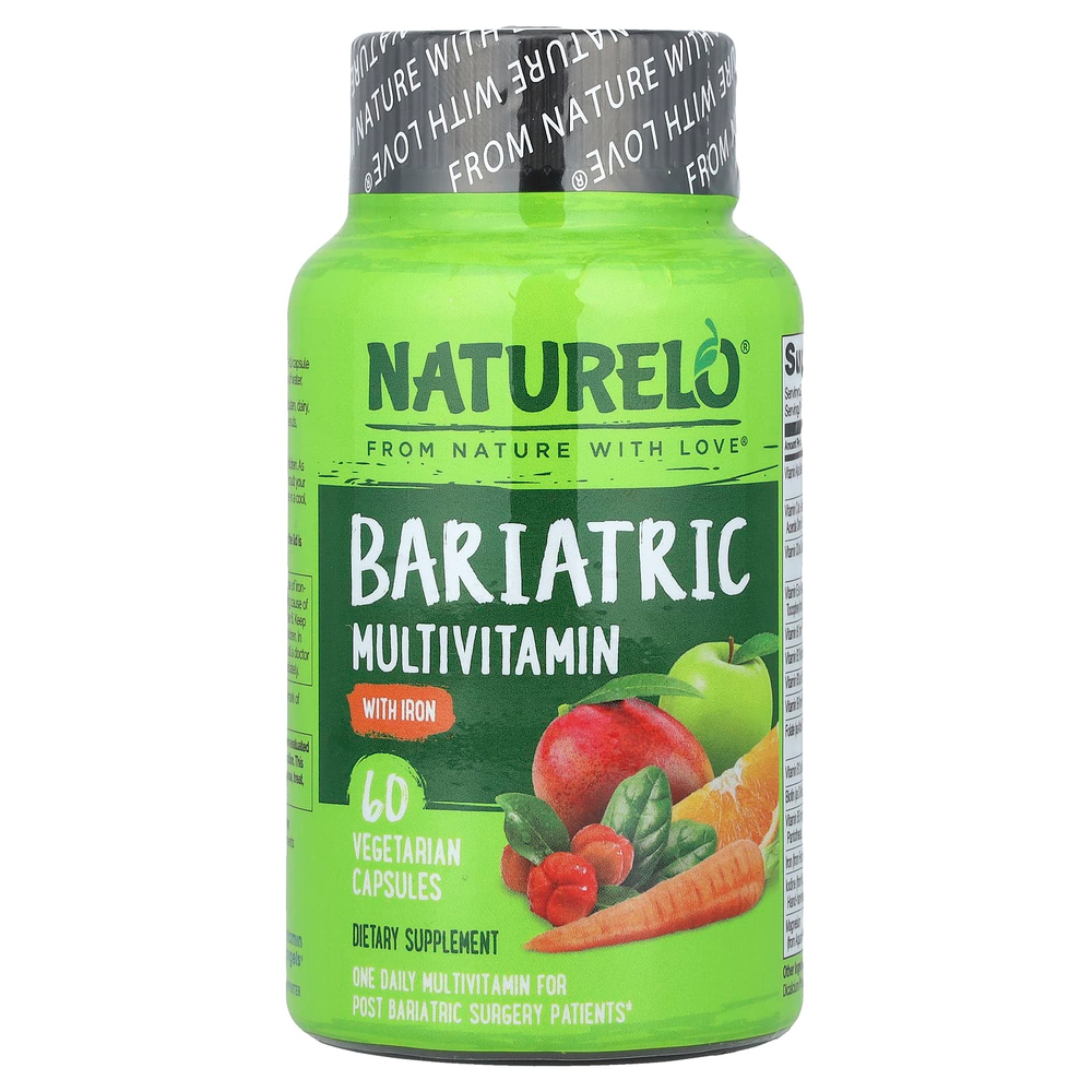 NATURELO, бариатрические мультивитамины с железом, 60 вегетарианских капсул