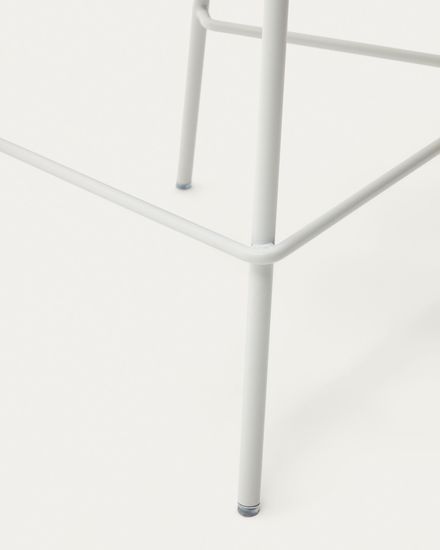 Полубарный стул Zunilda из синели бежевого цвета и стали с матовой белой отделкой Испания