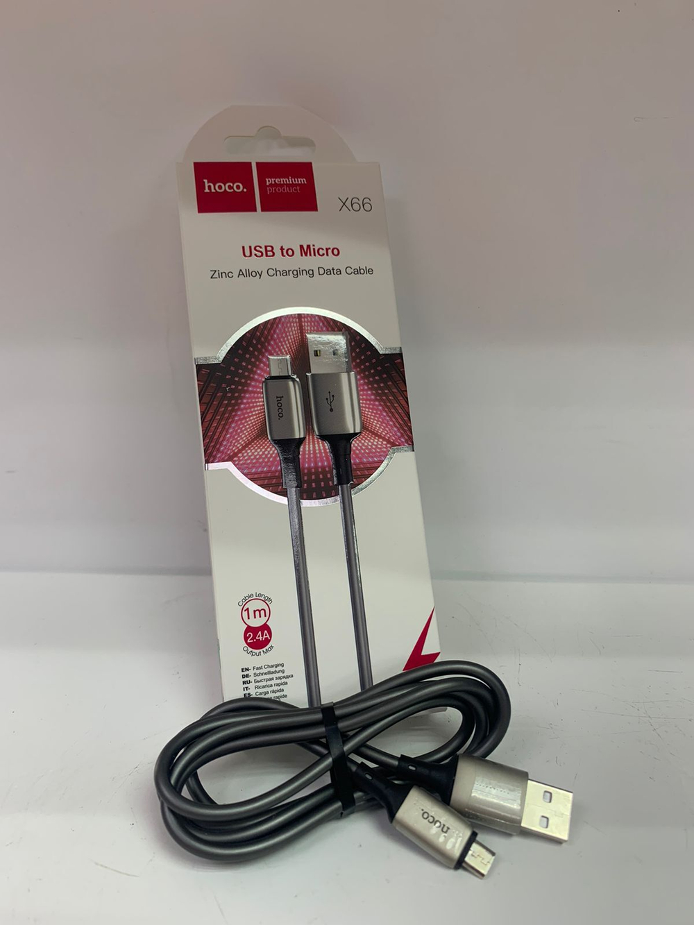 Кабель microUSB Hoco X66 (2.4A,1m) gray