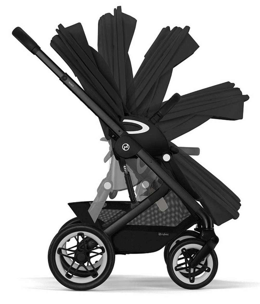 Коляска 2 в 1 Cybex Talos S Lux BLK Moon Black с дождевиками прогулочного блока и люльки