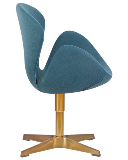 Кресло дизайнерское DOBRIN SWAN, синяя ткань IF6, золотое основание
