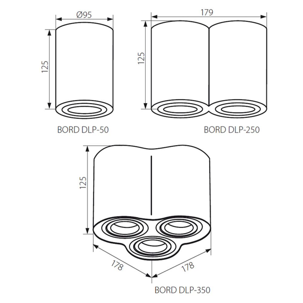 Светильник накладной черный KANLUX BORD DLP-50-B GU10