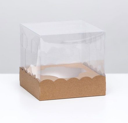 Упаковка для кондитерских изделий с ложементом, крафт ,15 х 15 х 14 см