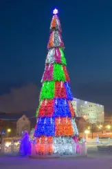 Уличная елка светодинамическая сегментная Сибирская зеленая 14 м., каркасная, ПВХ, Green Trees (GT14SIBPVCLED)