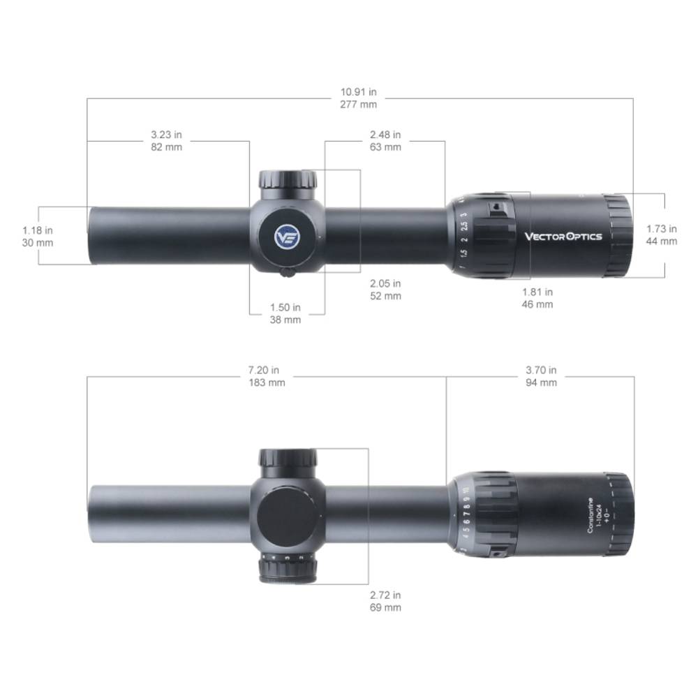 Оптический прицел Vector Optics Constantine 1-10x24 SFP, ( Сетка Fiber Center Dot / с подсветкой )
