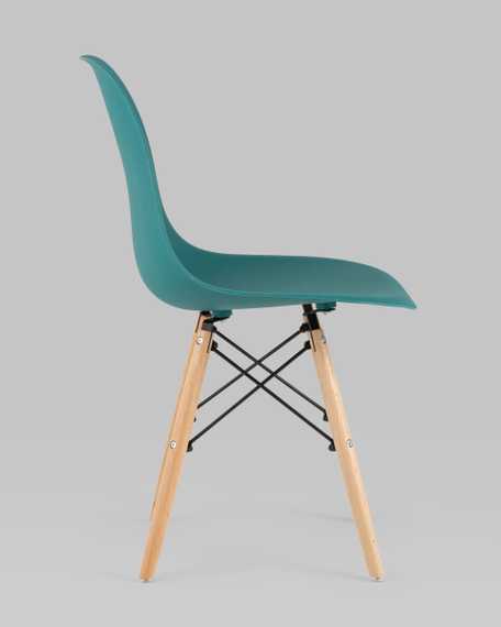 Eames Style DSW темно-бирюзовый пластик, стальной каркас, натуральный массив бука