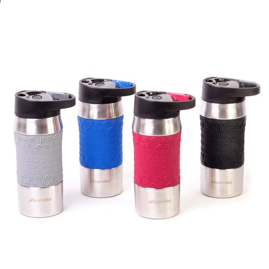 Термокружка 380 мл. из нержавеющей стали Kamille KM 2063 с карабином