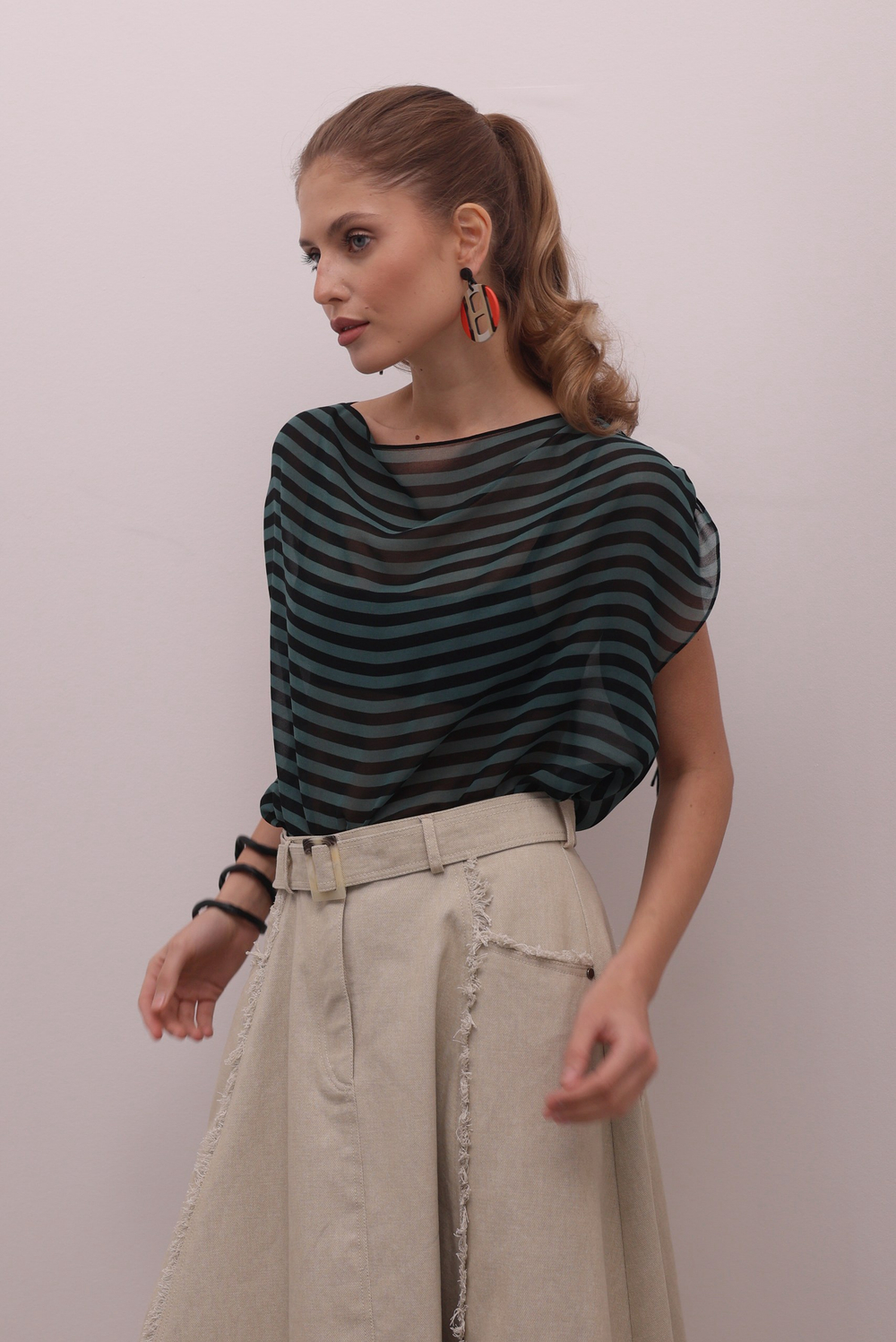 Блейзер из шифона в полоску