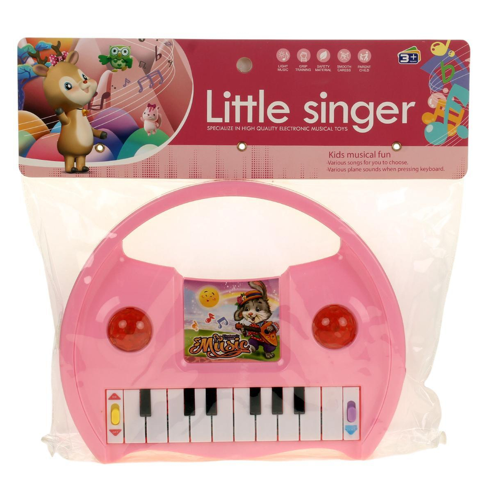 Пианино на бат. 22,5см, розовый, пакет 856-1