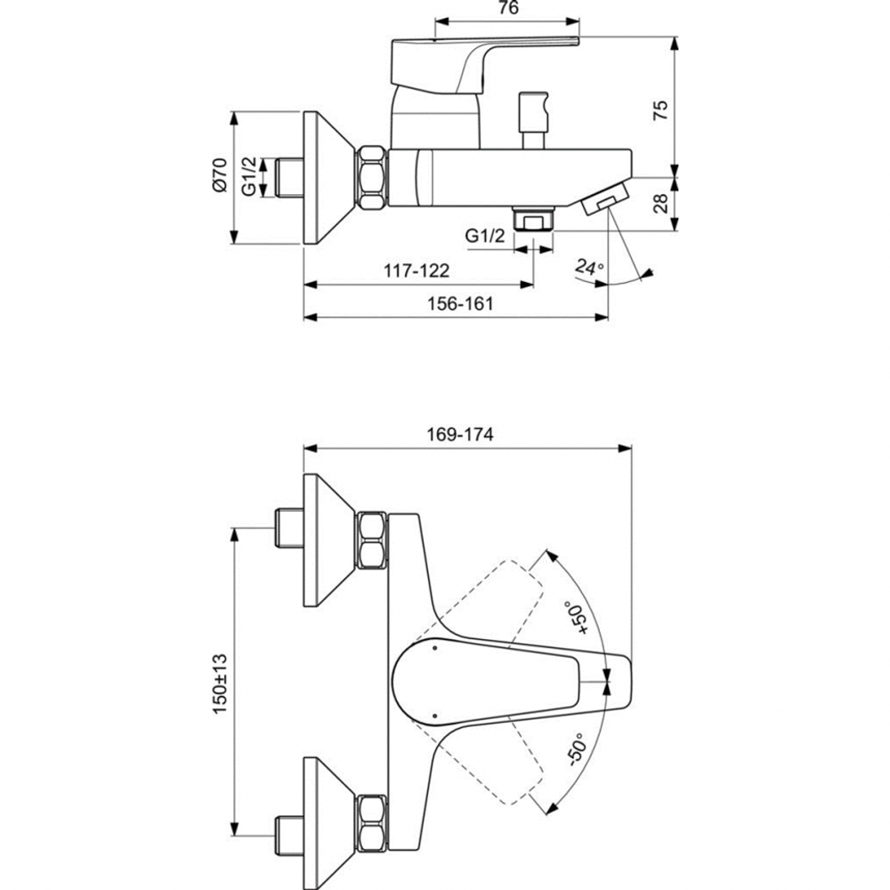 Смеситель Ideal Standard BC692AA для ванны с душем