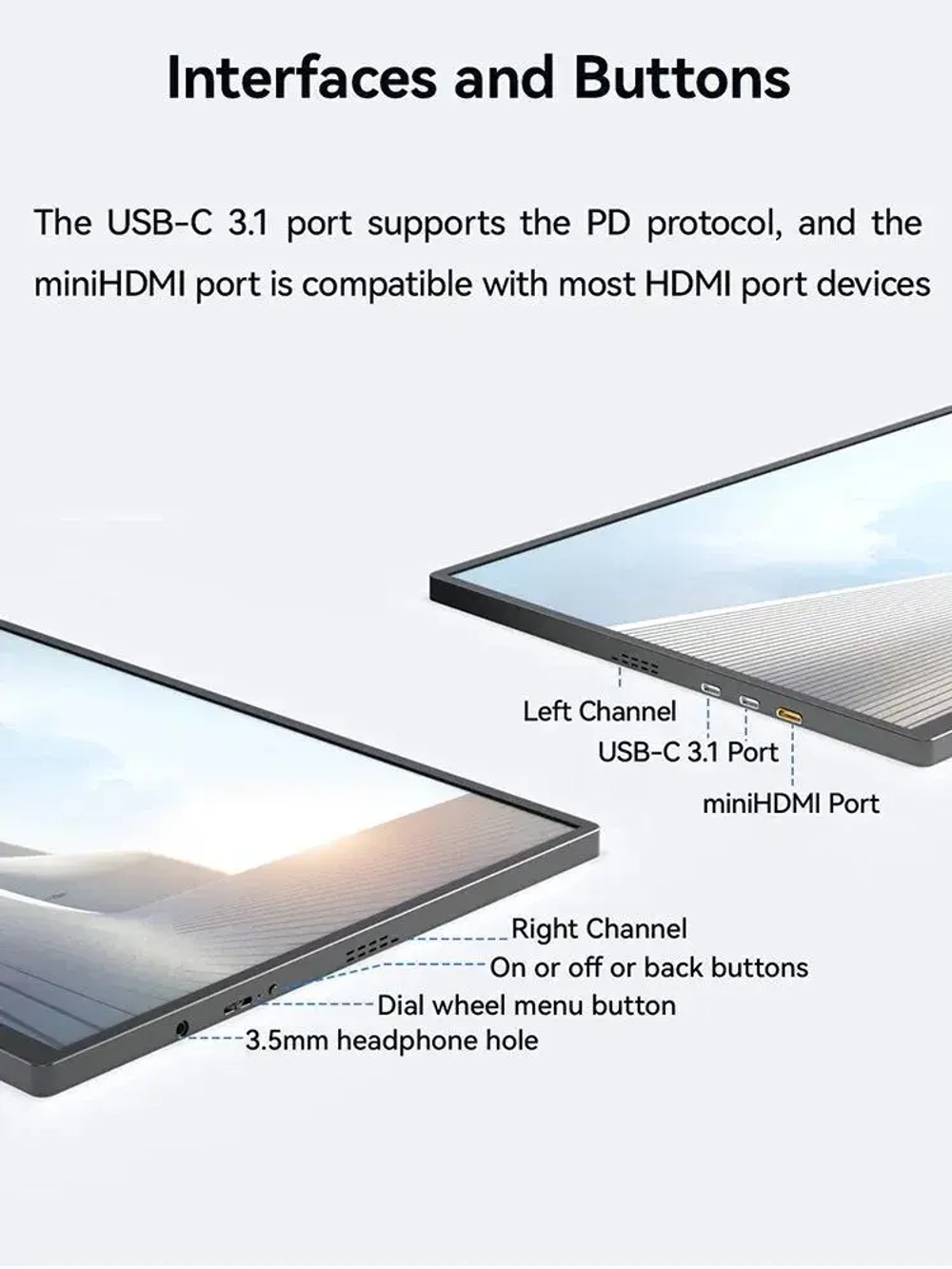 18.5" Портативный монитор с защитным чехлом 185FC FHD IPS 1920x1080, 60 Гц