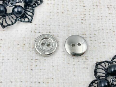 Пуговицы, d 1,5 см, 2 прокола, серебряный