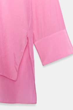 ZARA СВОБОДНАЯ БЛУЗА С ЗАВЯЗКАМИ — ZW COLLECTION, ЯРКО-РОЗОВЫЙ