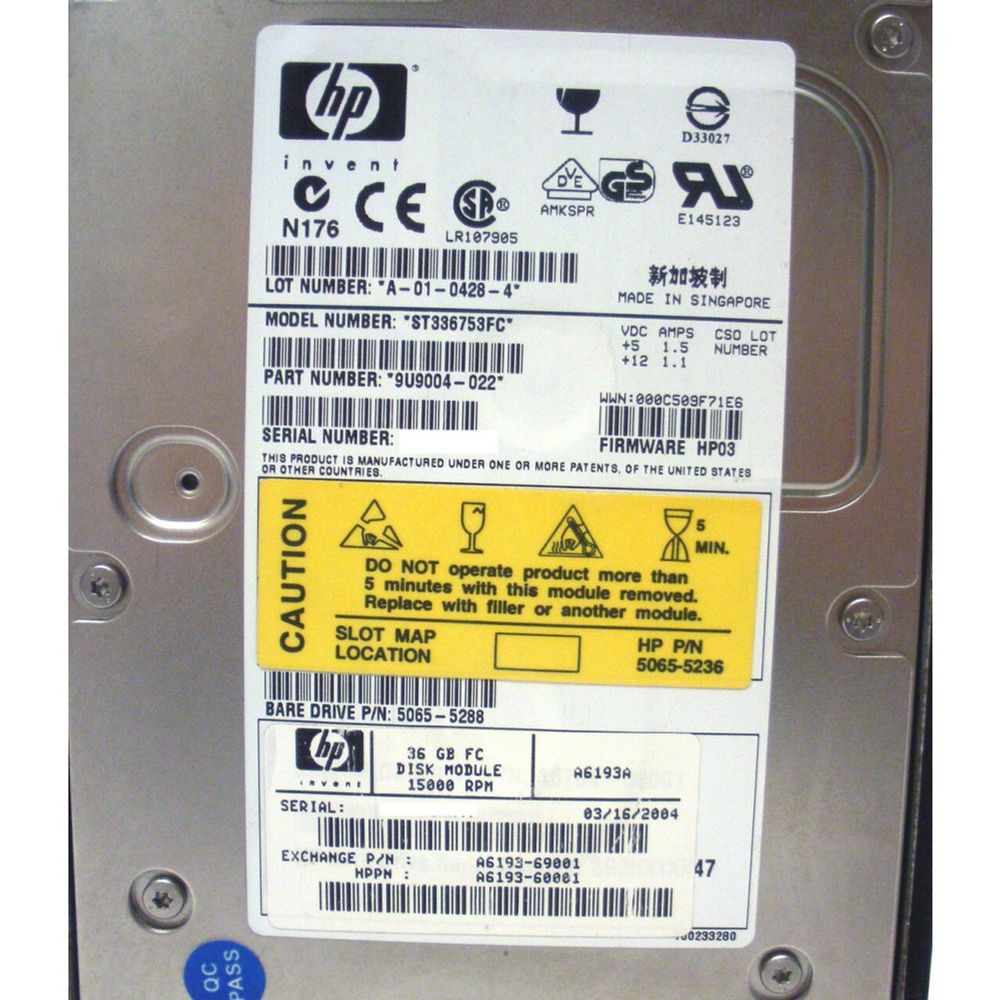 Жесткий диск HP FC 36Gb Hot-Plug 15K A6193-60001