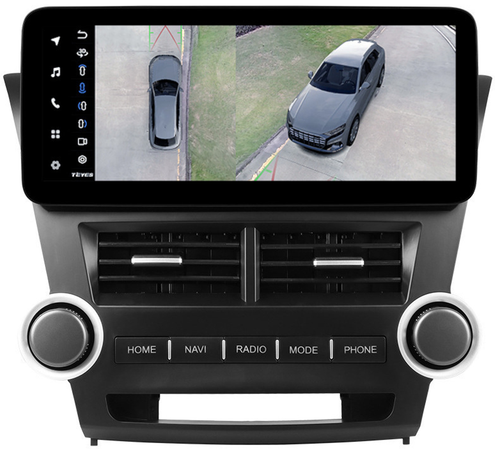 Магнитола для Toyota Highlander 2 XU40 2007-2013 (поддержка JBL) - Teyes LUX ONE 360 монитор 12.3" 2K QLED на Android 10, 6/128Гб, CarPlay, 4G SIM-слот, 4 камеры в комплекте