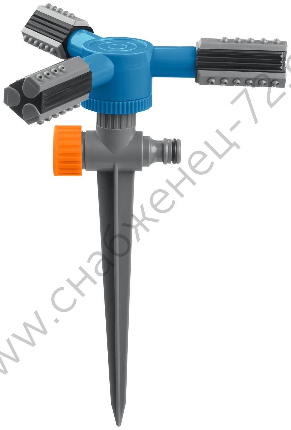 GRINDA RR-P, 75 м, 2 полив, 3 сопла, на пике, ударопрочный пластик, круговой распылитель, PROLine (40341)