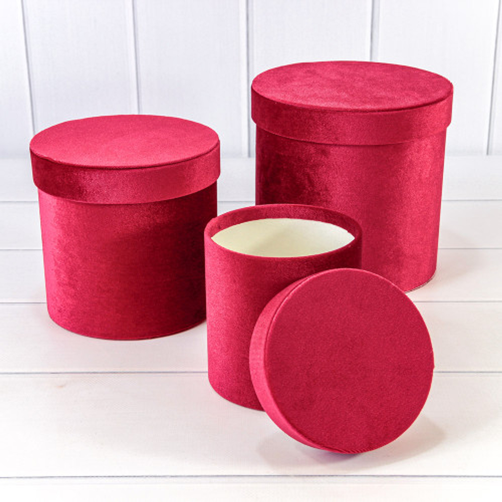 Коробка 18х17.7 см Набор 3 шт "Бархат" (Красный)