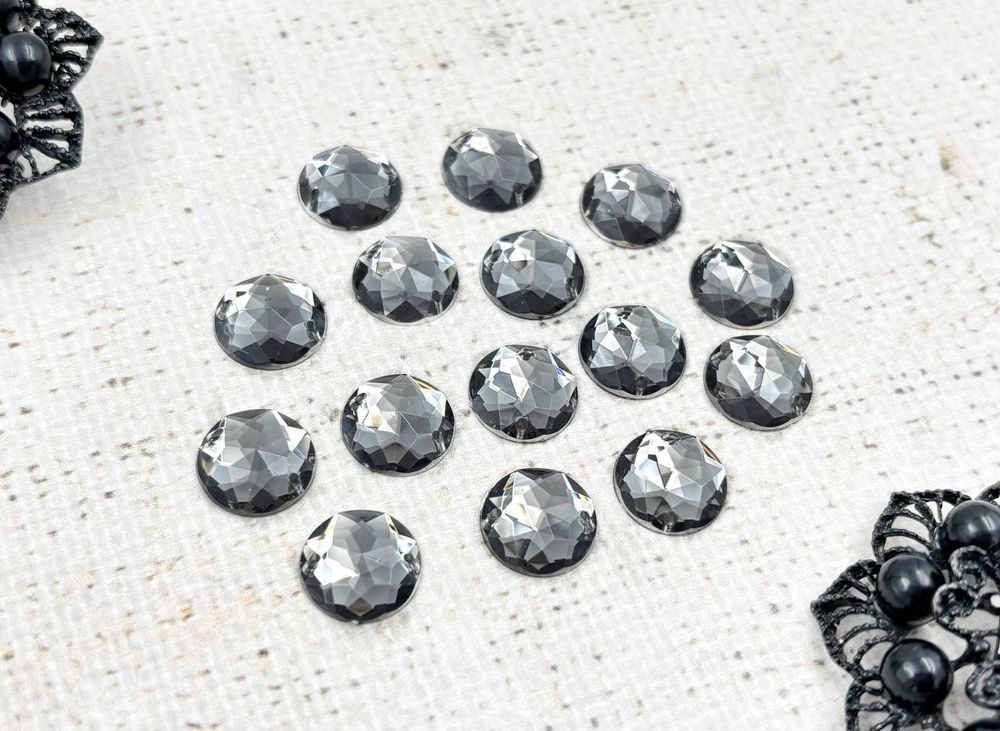 Стразы пришивные акрил, d 1,4 см, серый