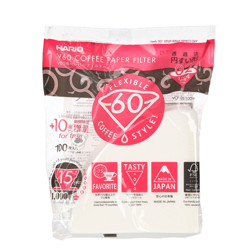 Фильтры Hario V60 бумажные VCF-02-100W-15CP, 110 шт