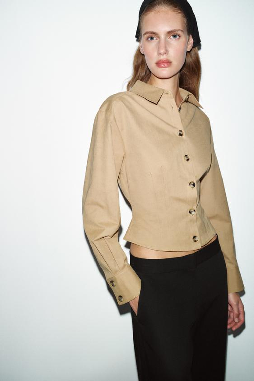 ZARA БРЮКИ BARREL С ВЫСОКОЙ ПОСАДКОЙ, ЧЕРНЫЙ