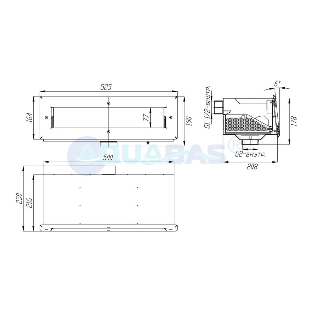 СК.40.1/1 Скиммер с узкой горловиной под углом 6 градусов для композитного бассейна 2" пленка AISI-316