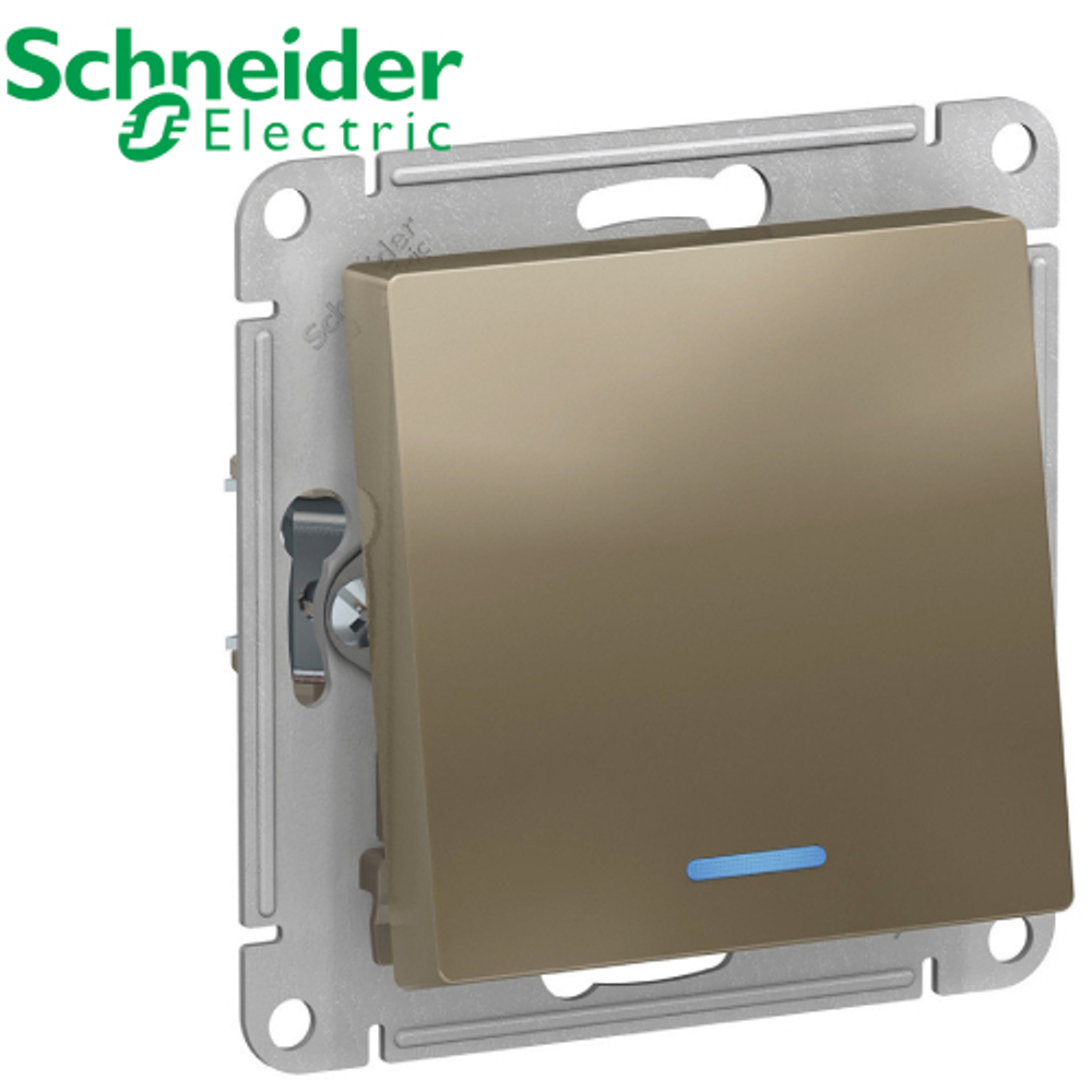 Переключатель 1-кл с подсветкой (шампань) AtlasDesign Schneider ATN000563
